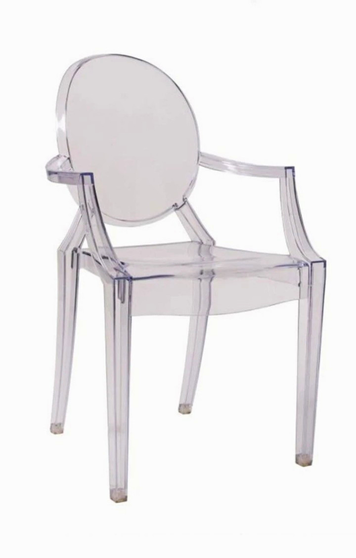 4 Clear Acrylic Plastic Ghost Accent Chair With Arms, Contemporary Modern Indoor