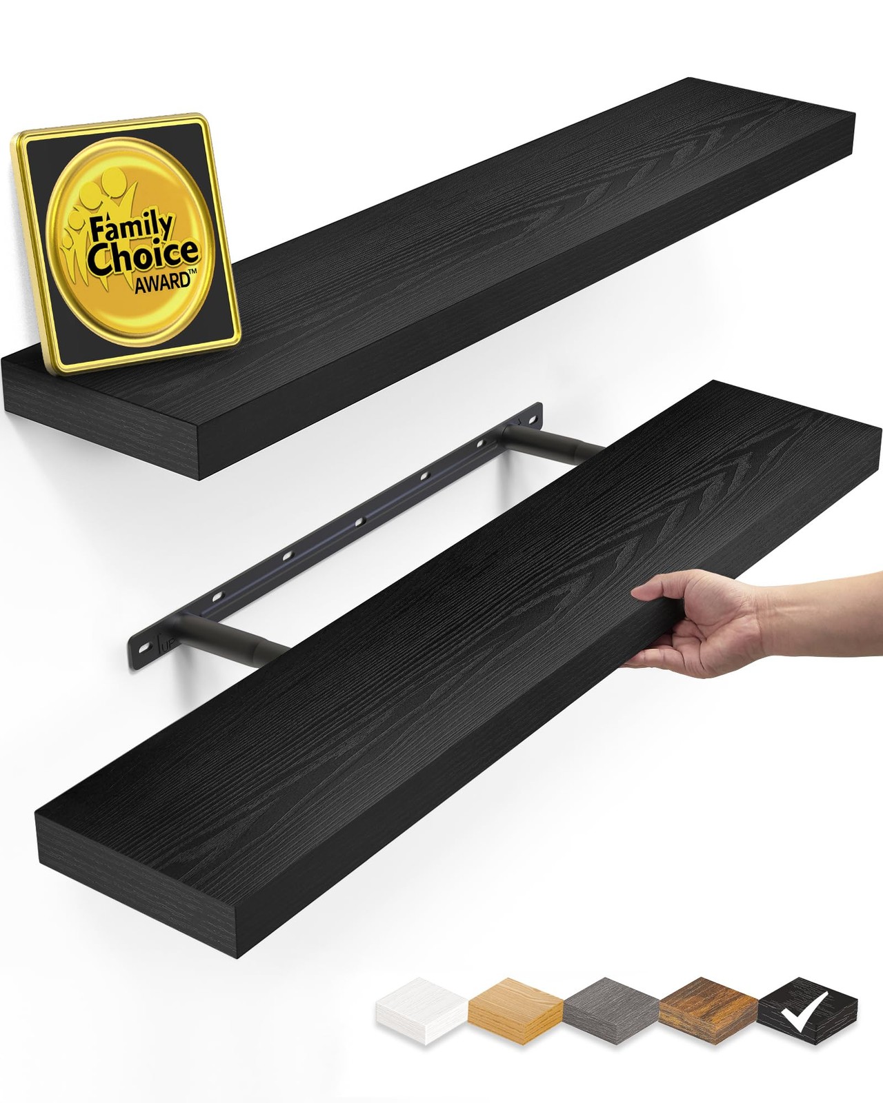 Floating Wall Shelf 22.5 Inch Black Mounted Display Organizer 22 Lb