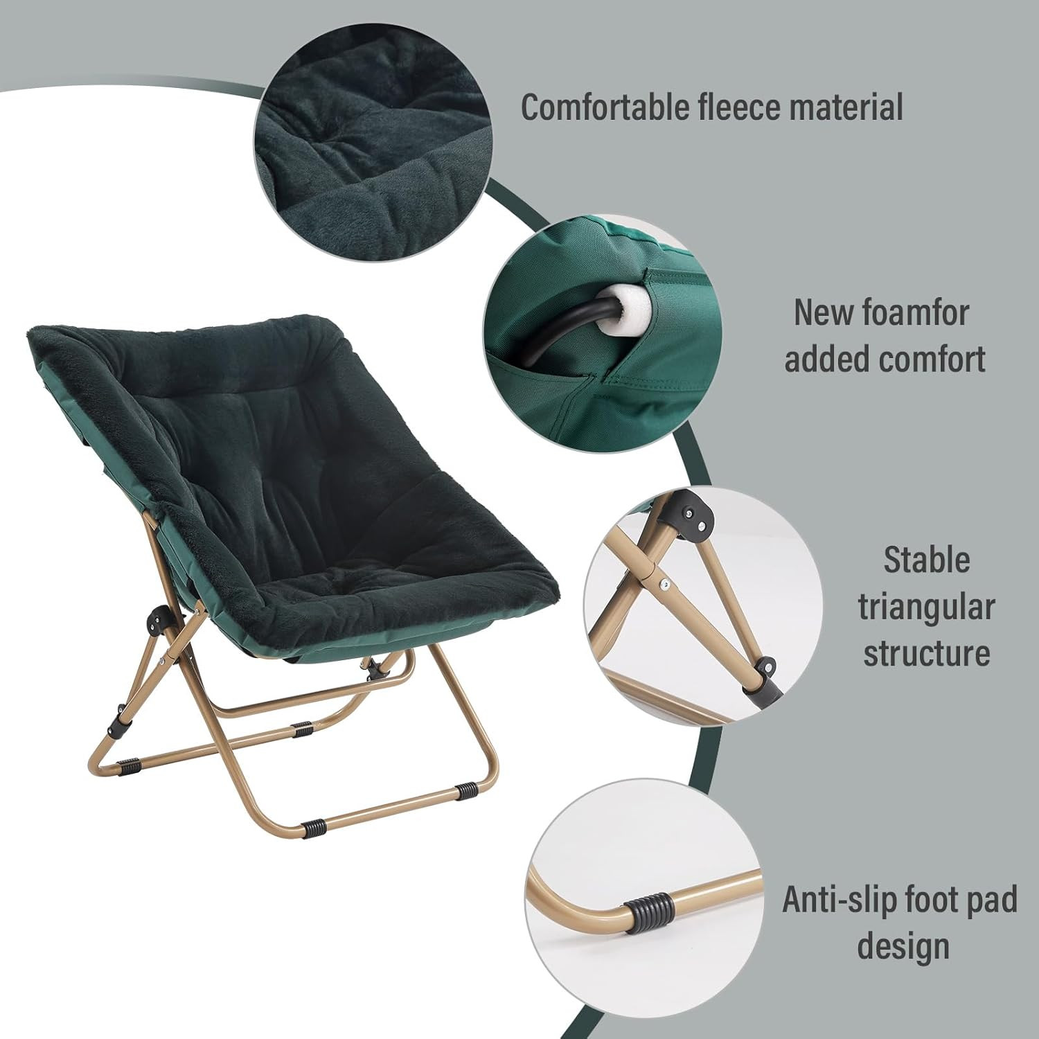Oversized Faux Fur Saucer Chair – Cozy Folding Lounge Chair for All Ages