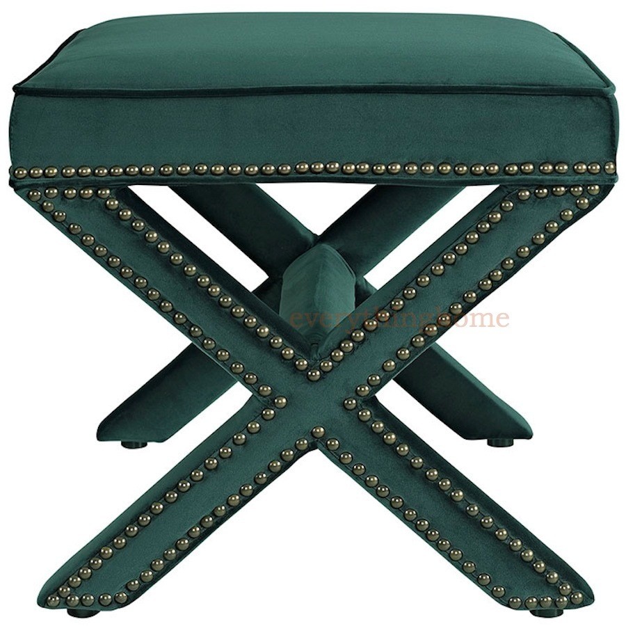 Hallway Bedroom Bench Stool Ottoman Nail Head Trim Black, Gray, Blue, White