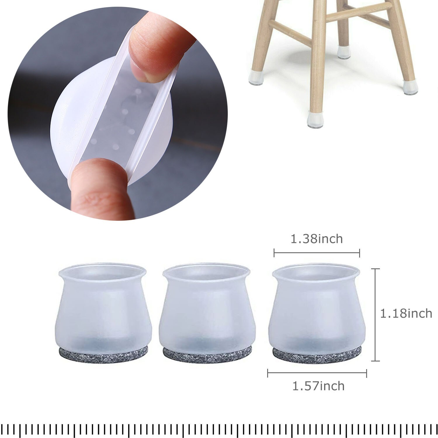 Chair Leg Floor Protectors 16 PCS Silicone Sliders with Felt Furniture Pads US