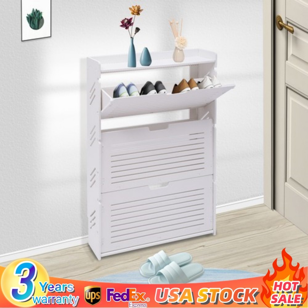 3 Layer Storage Drawers Shoe Cabinet Organizer Boots Holder White Shoe Cabinet
