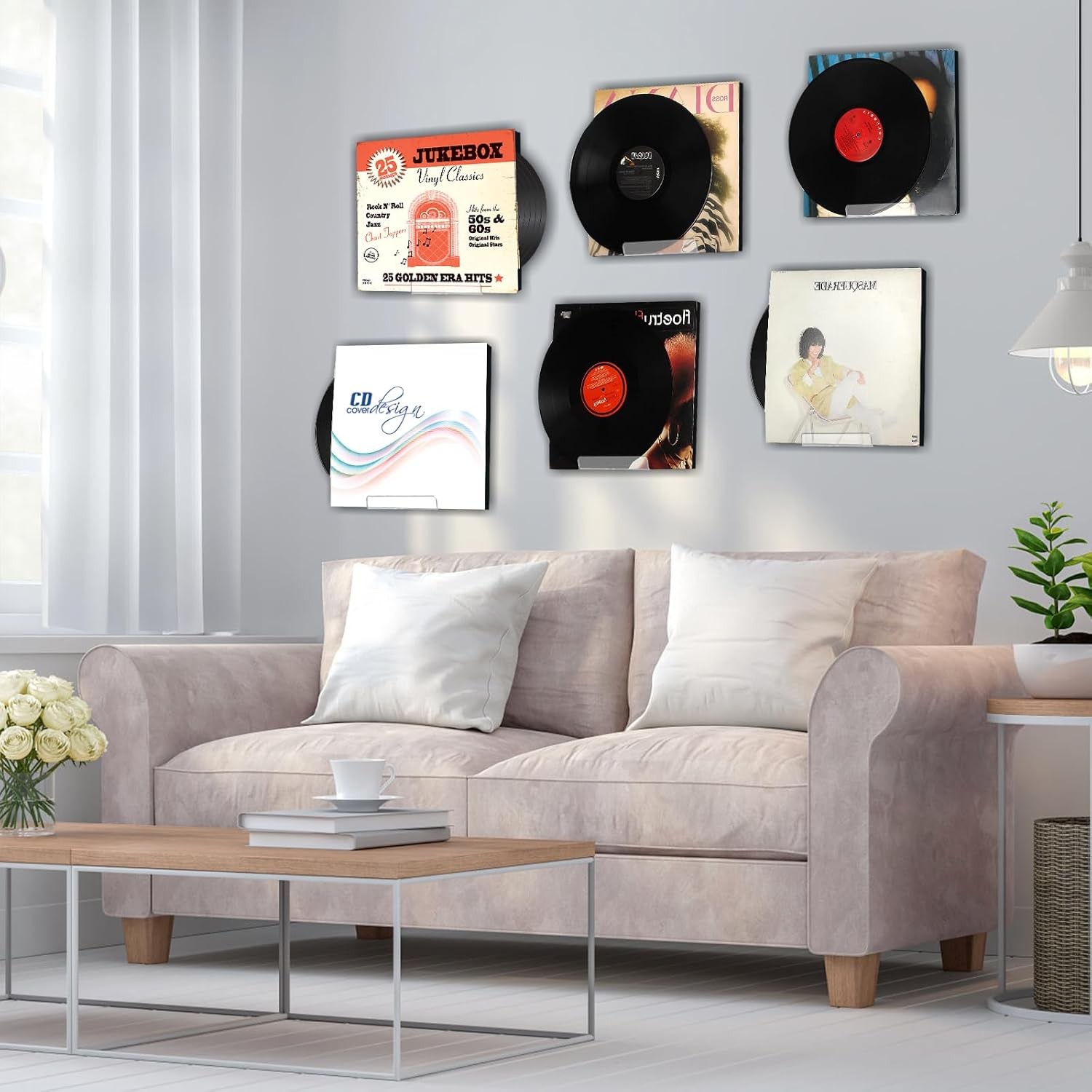 Vinyl Record Shelf Wall Mount,12 Inch Magazine Display Shelves,6 Pack,Acrylic