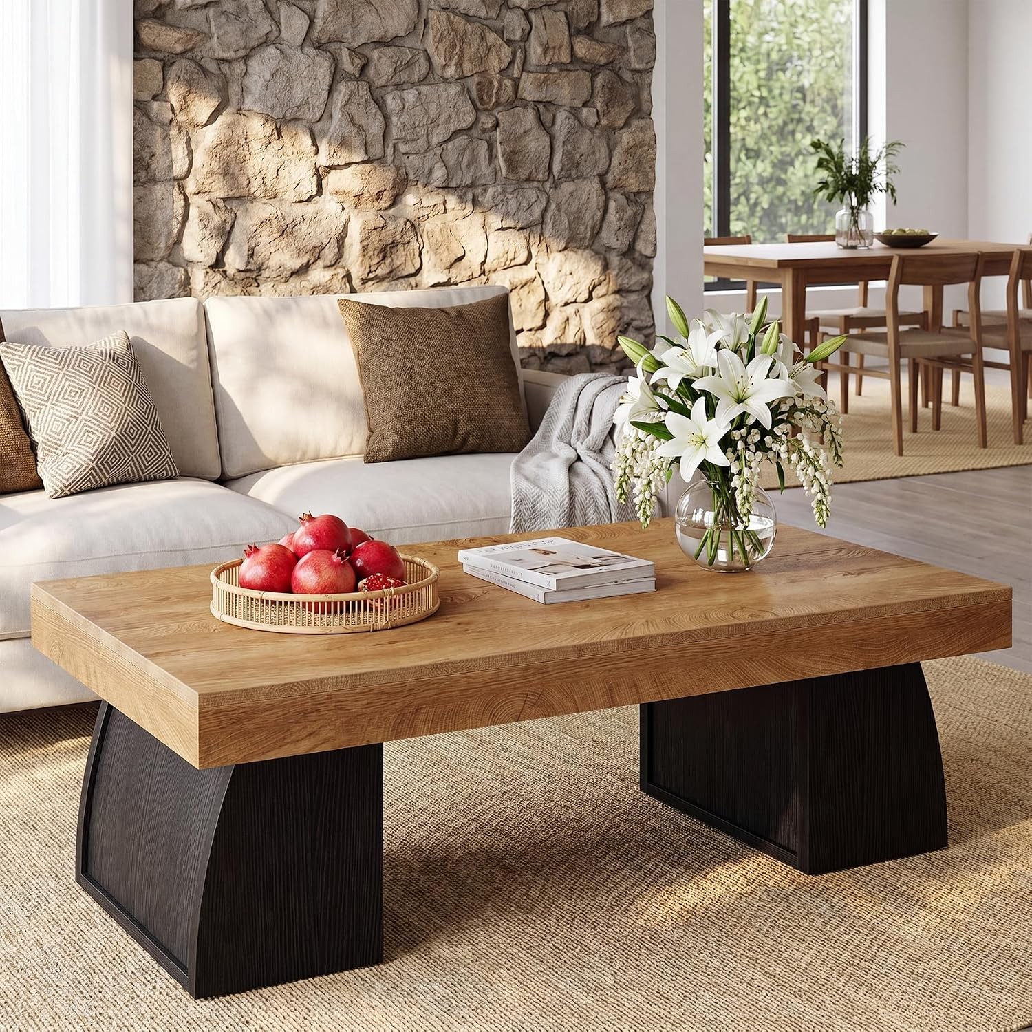 55.12″ Rectangular Coffee Tables for Living Room,Farmhouse Accent Center Table