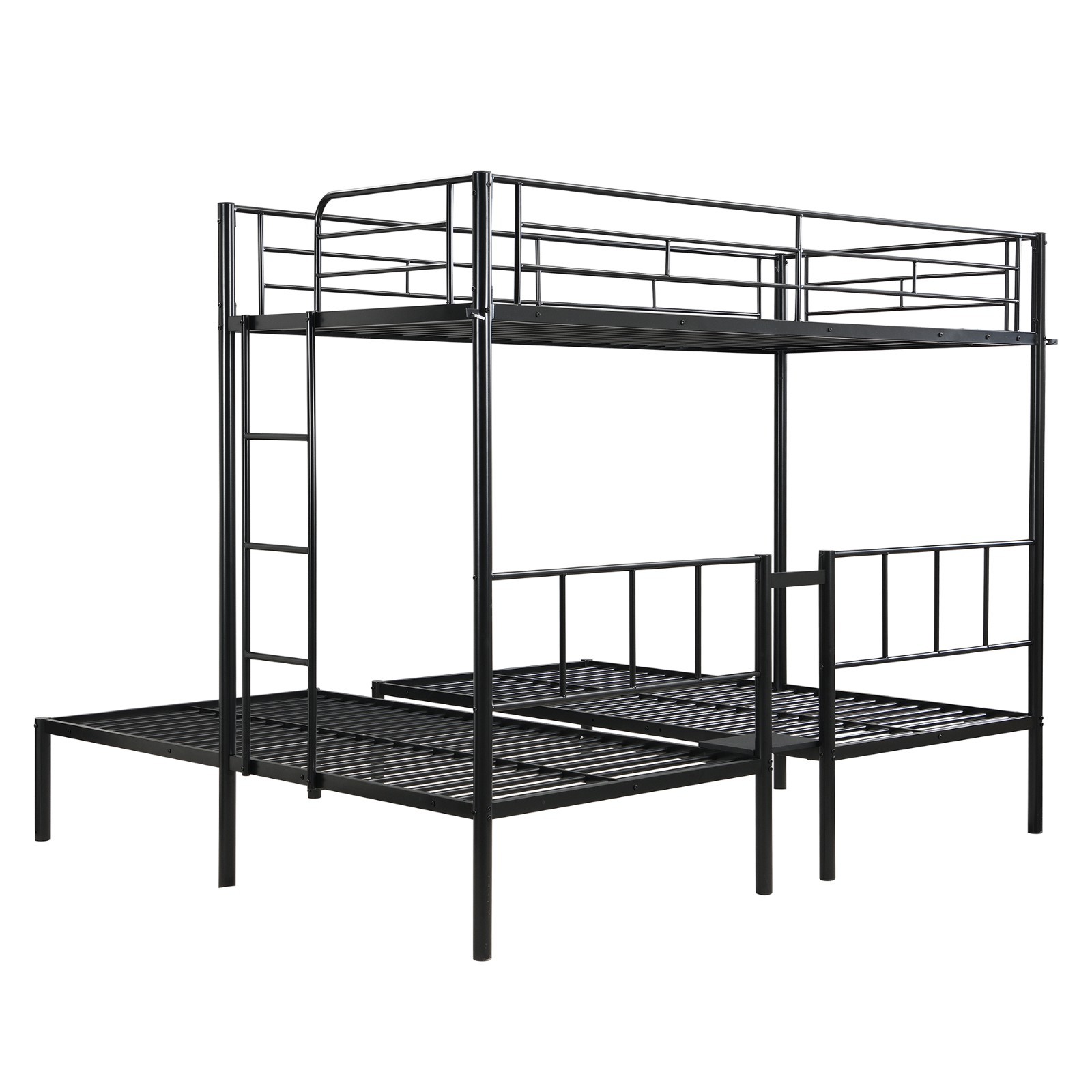 Triple Bunk Bed Twin Over Twin Over Twin Metal Frame Bunk Bed with Rail Bedroom