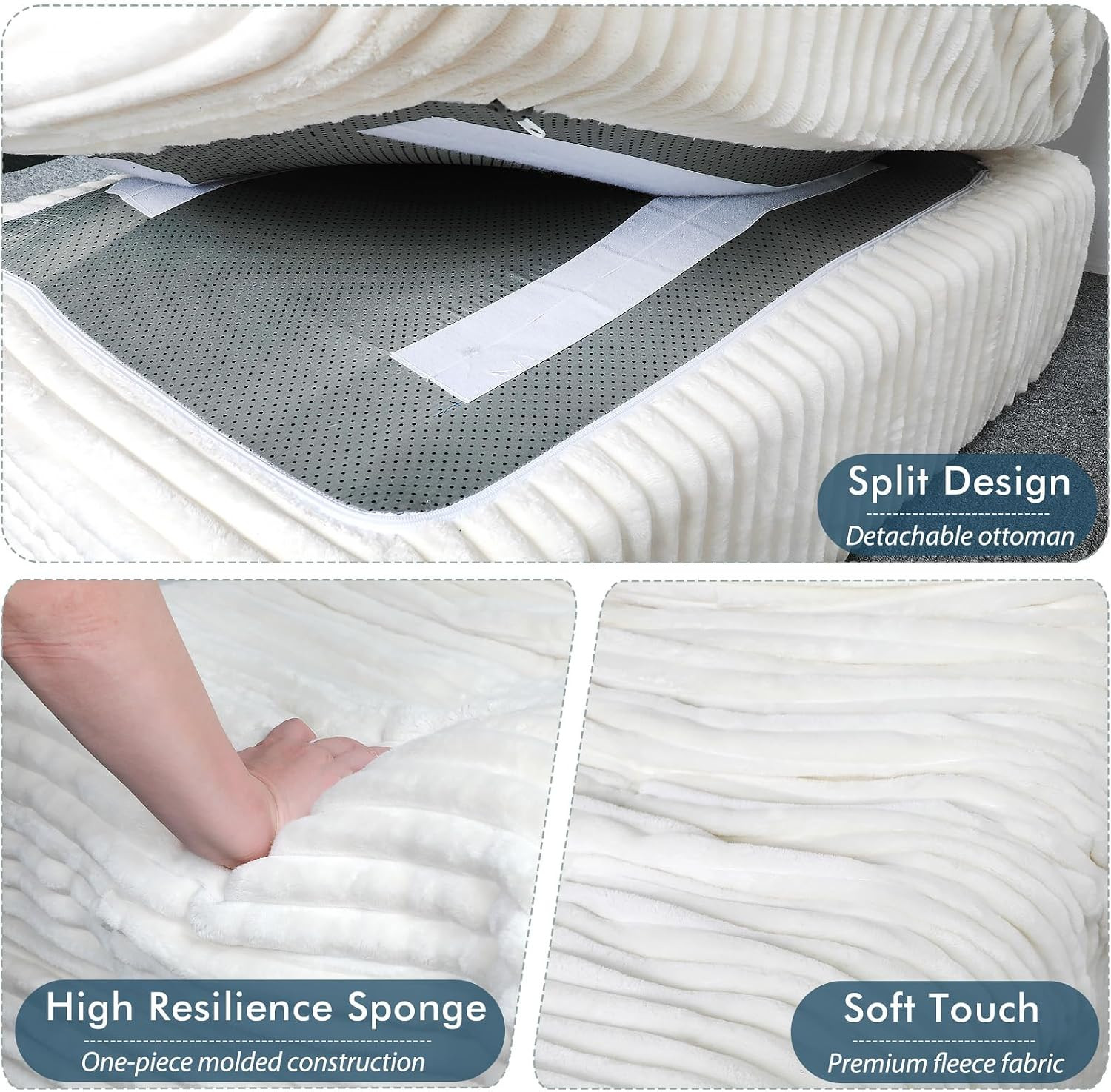Ergonomic Modular Foam Chair & Ottoman – Soft Corduroy, Easy to Move