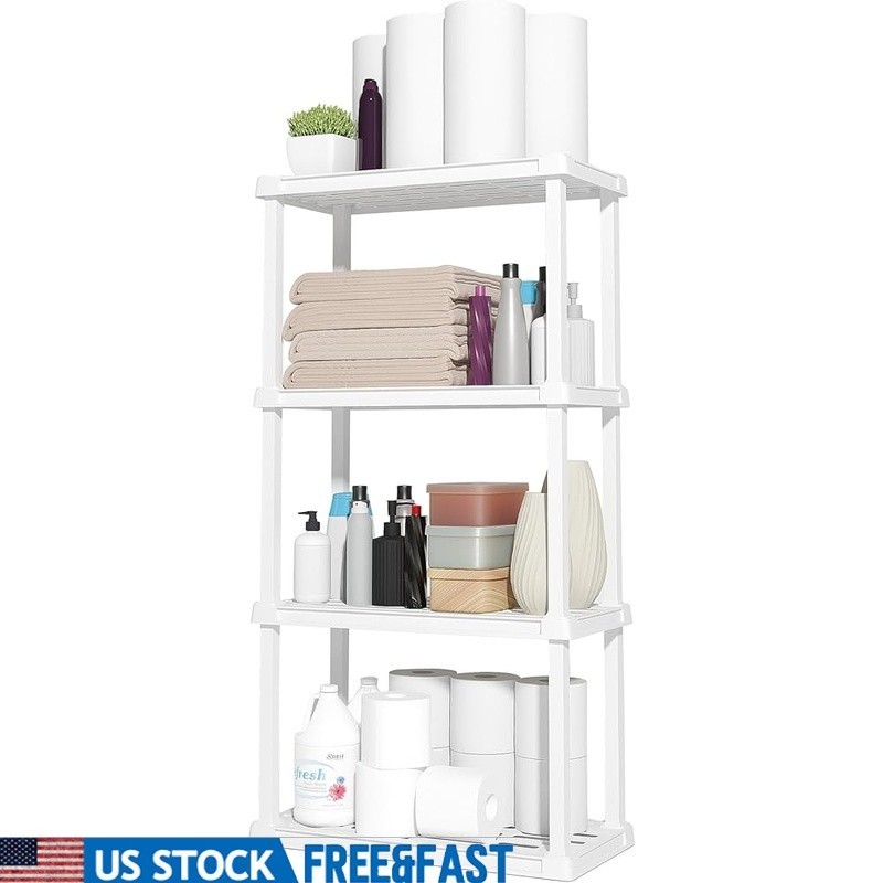 4-Tier Storage Shelf Durable Lightweight Tool Free Assembly Space Saving New