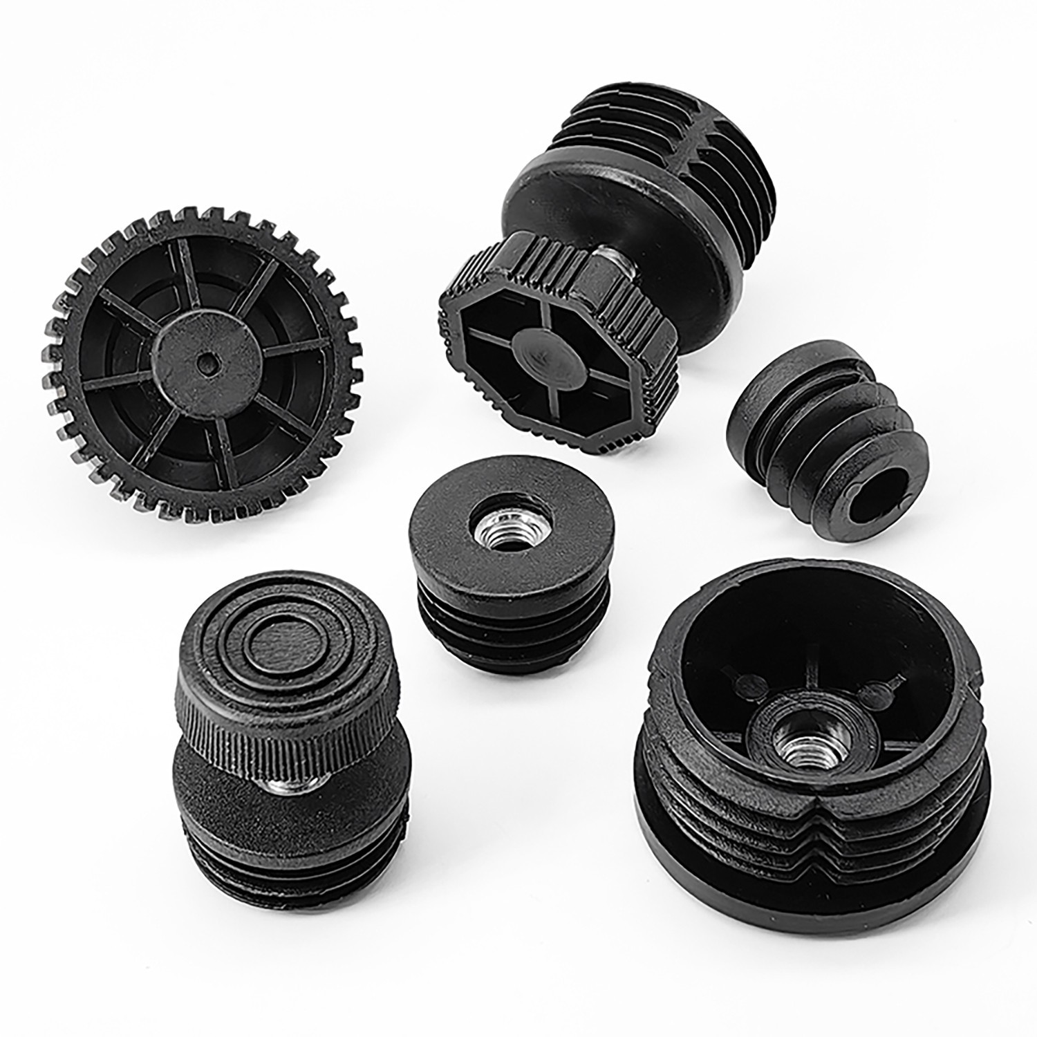 PP Adjustable Feet Levelling Round Base,With Insert Nuts Pipe Plug Blanking Bung