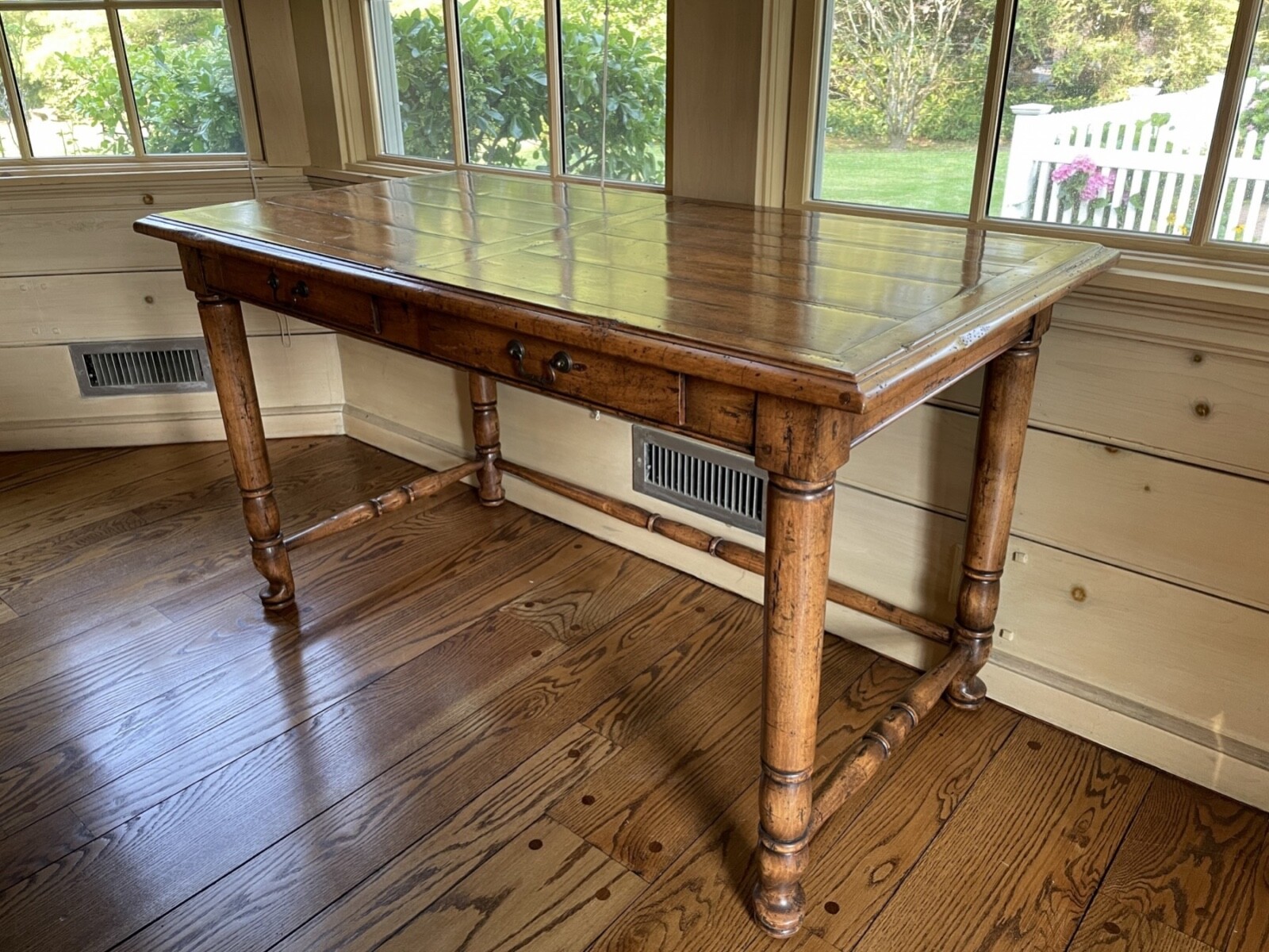 Custom Guy Chaddock Two Drawer Writing Desk With Mitered Plank Top