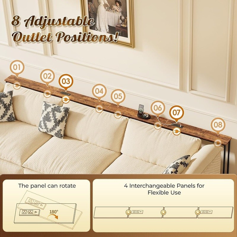 Extra Long Console Table W/ Power Outlets Narrow Sofa Table Living Room New