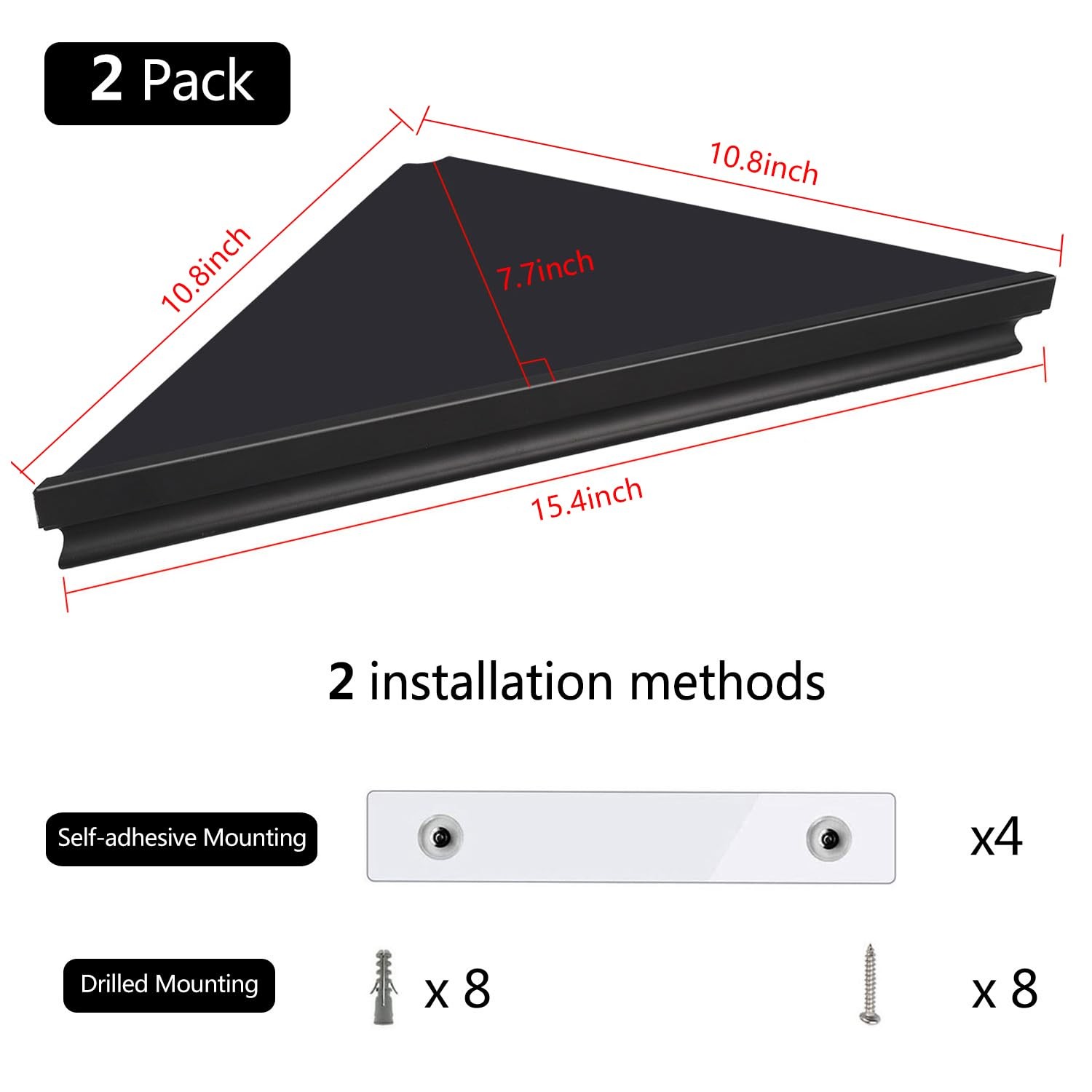Wall Mount Corner Shelf,Easy to Install Metal Front Floating Corner Shelves w…