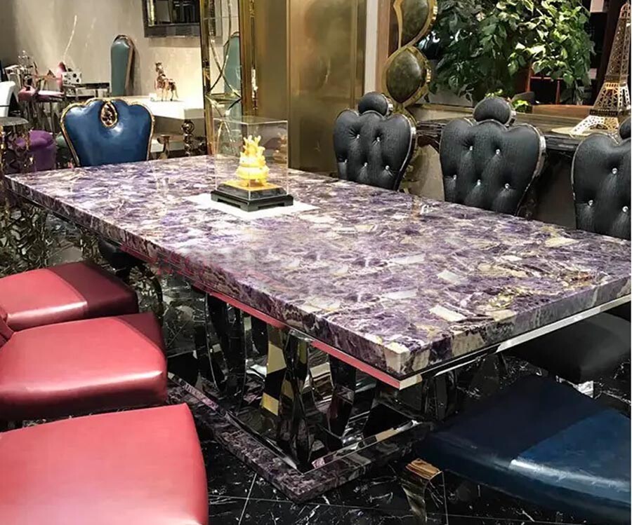 Luxury gemstone furniture large brazilian purple amethyst geode crystal Counter