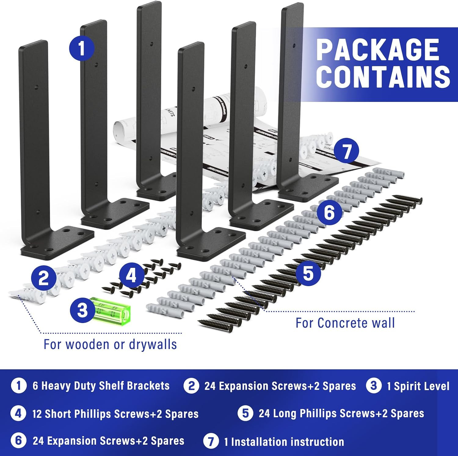 Shelf Bracket, Heavy Duty Floating Shelf Brackets 10 Inch Long, 6 Pack Brackets