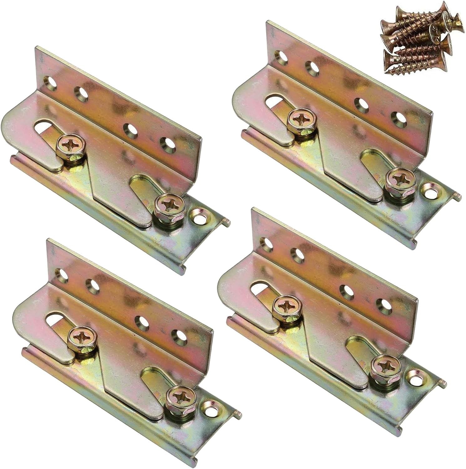 4 Sets Bed Rail Brackets,Heavy Duty Bed Frame Brackets Bed Fittings Wooden Bed
