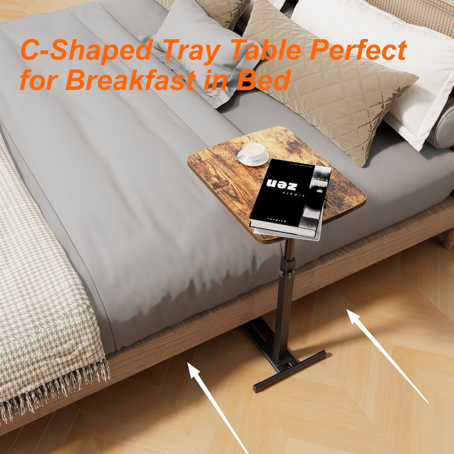 TV Tray Table for Small Spaces with 360° Swivel Tabletop & Height Adjustable,C S