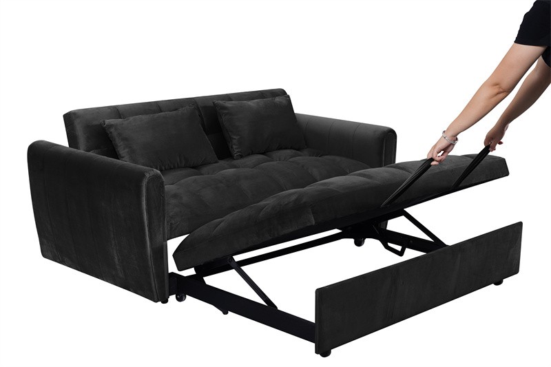 65″ 3-in-1 Foldable Large-Size Sofa Bed Modern Velvet Double Sofa Adjust Back