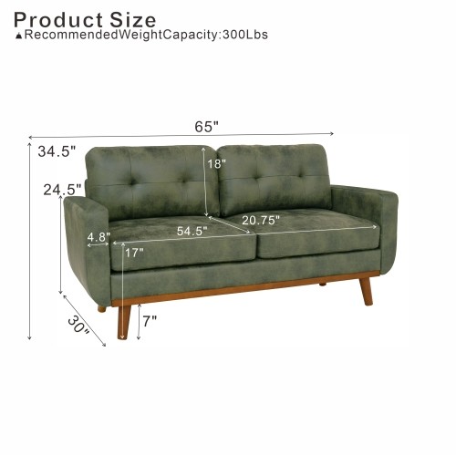 Polyester Fabric 2 Seater Sofa Couch Modern 65″ Loveseat Couch for Living Room