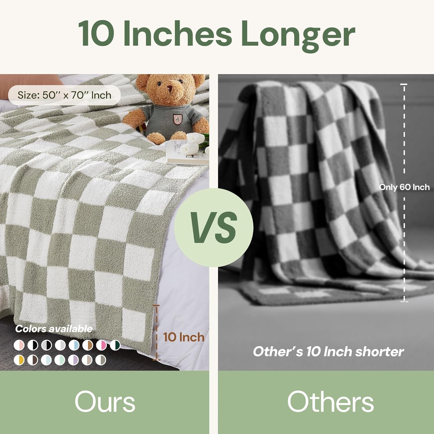 Checkered Throw Blanket Soft Cozy Fluffy Hand Made Throw Couch Blankets 50×70