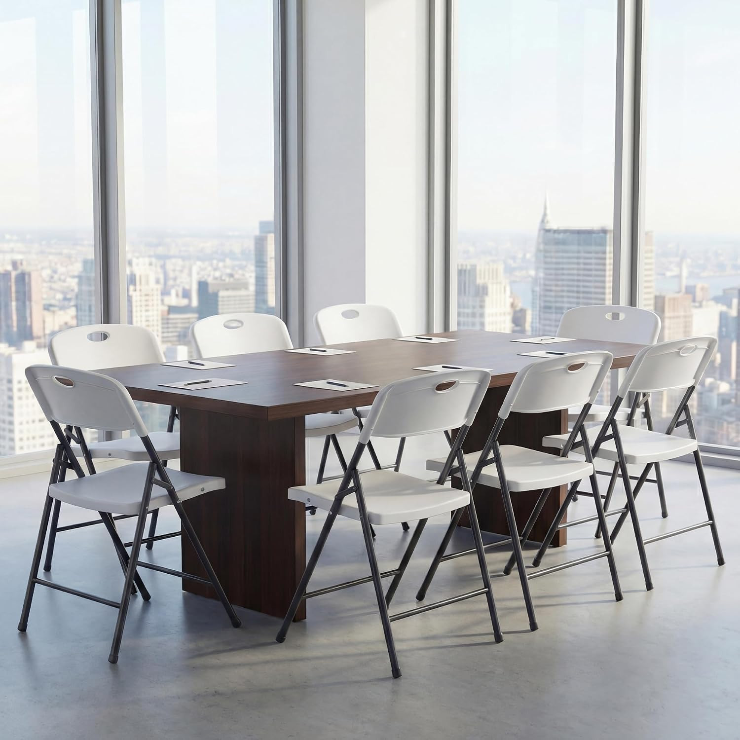 2-Pack White Folding Chairs, Portable Stackable for Events and Home