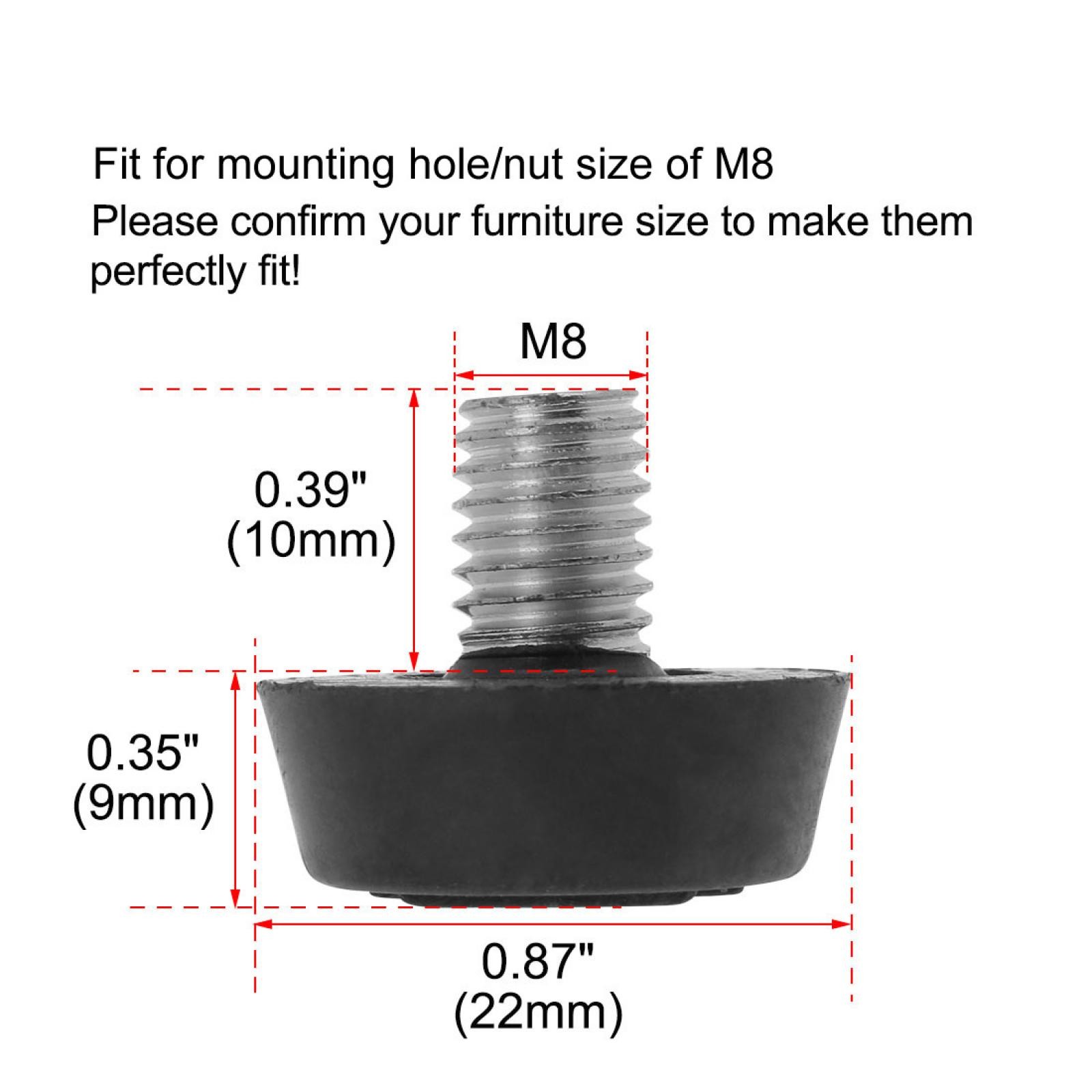 M8 x 10 x 22mm Furniture Glide Leveling Feet for Table Desk Cabinet Leg 20pack