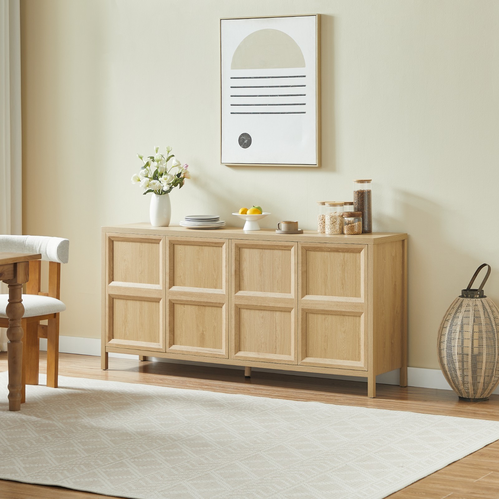 67” Modern Sideboard Storage Cabinet with Tip-on Opening,Soft-close Hinges