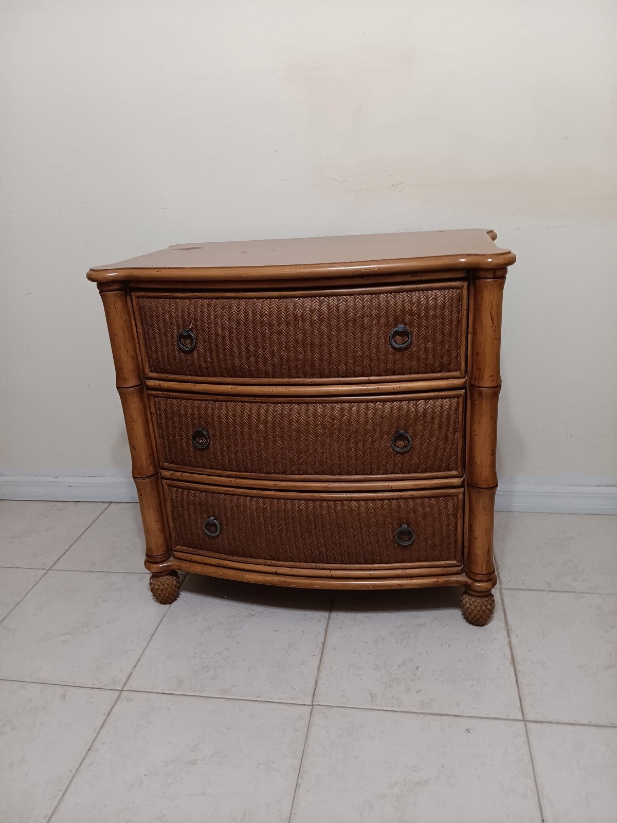 Tommy Bahama Style Bachelor Chest Brown Wood 3 Drawer