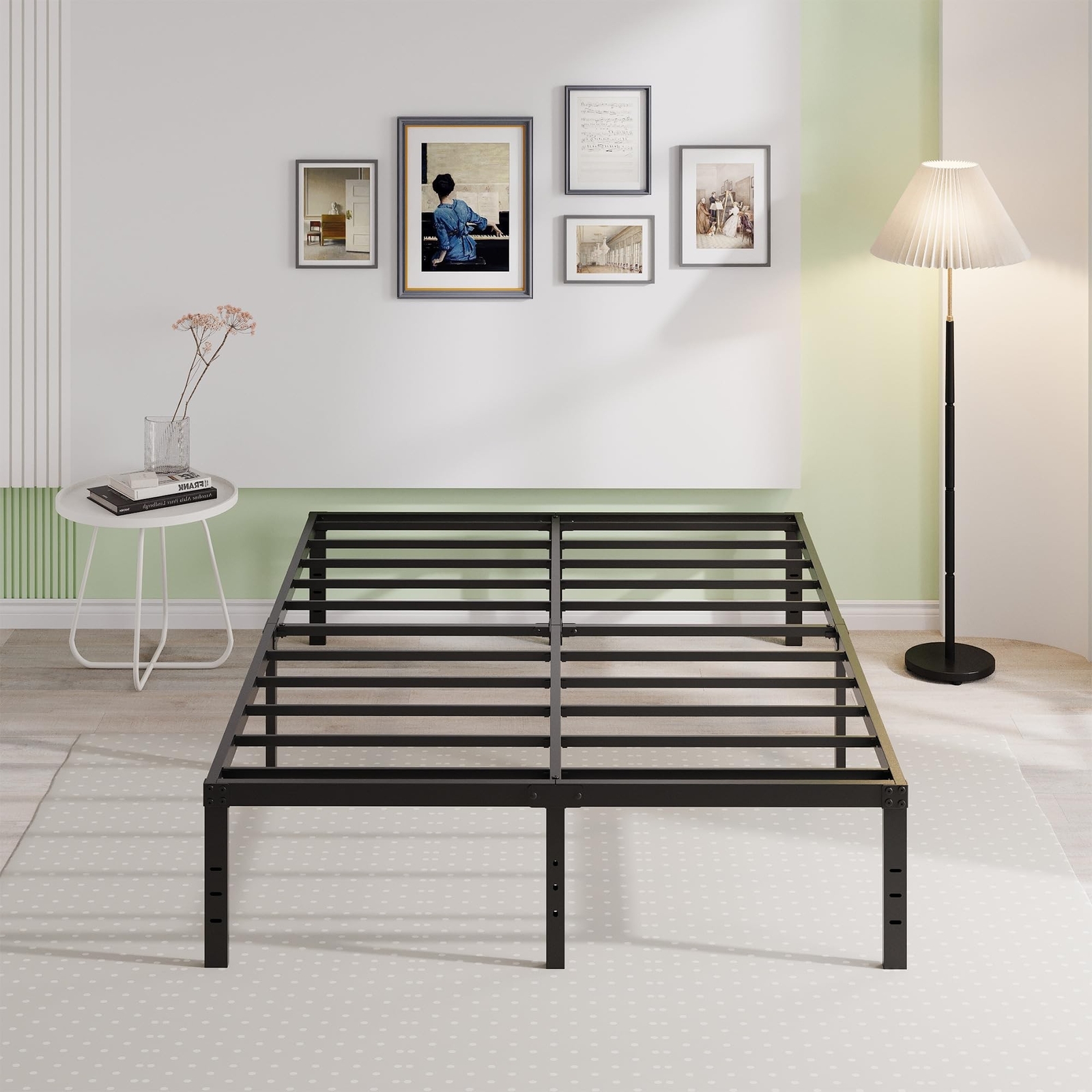 EMODA Queen Bed Frame No Box Spring Needed 18 Inch Heavy Duty Metal Tall Plat…