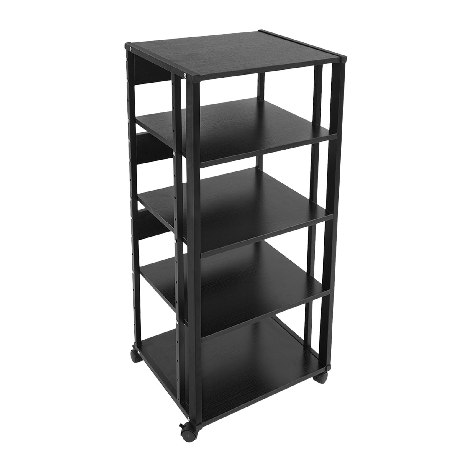 5-Tier AV Media Stand Rack Black Tall Heavy Duty Audio-Video Media Stand 17kg