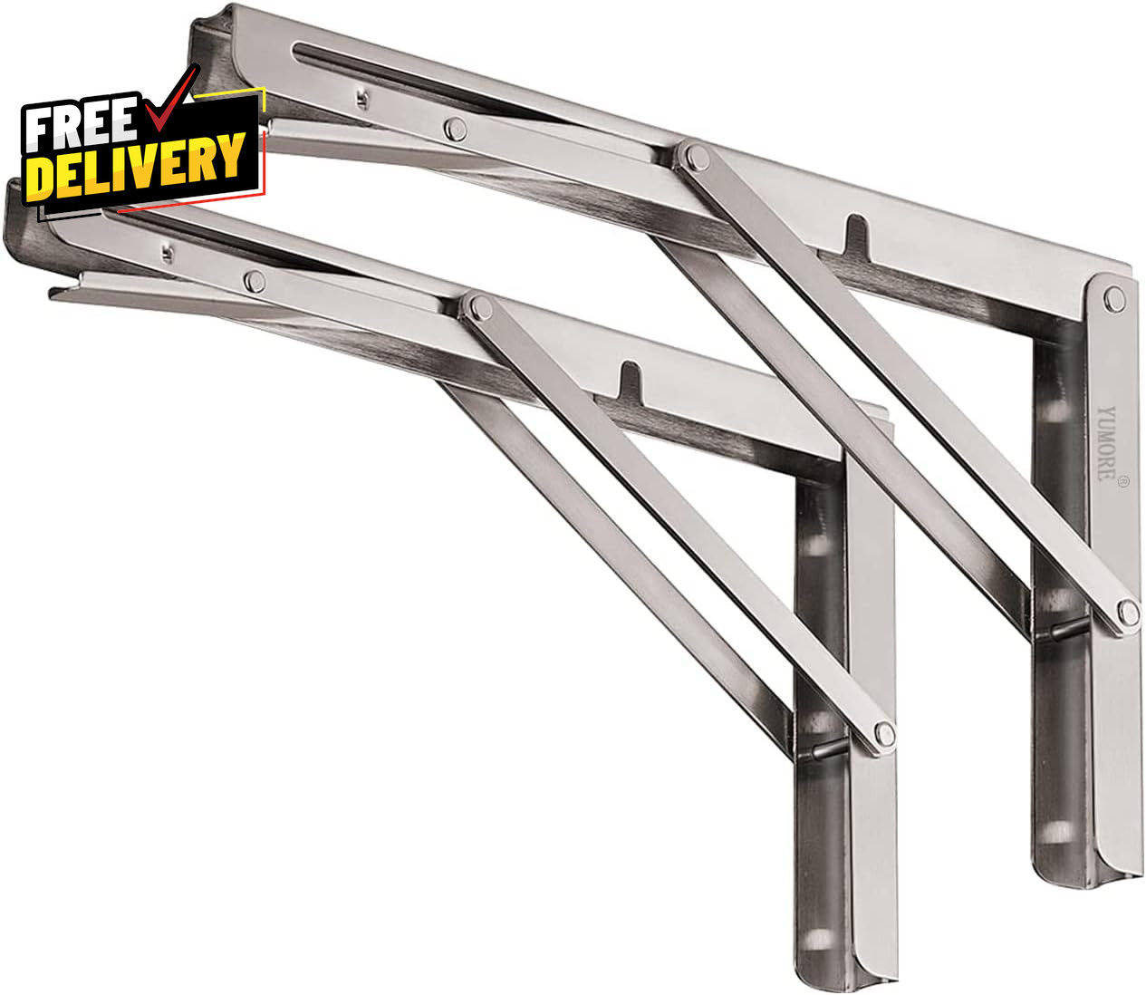 Folding Shelf Brackets 8 Max Load 300Lb Heavy Duty Stainless Steel Collapsible..