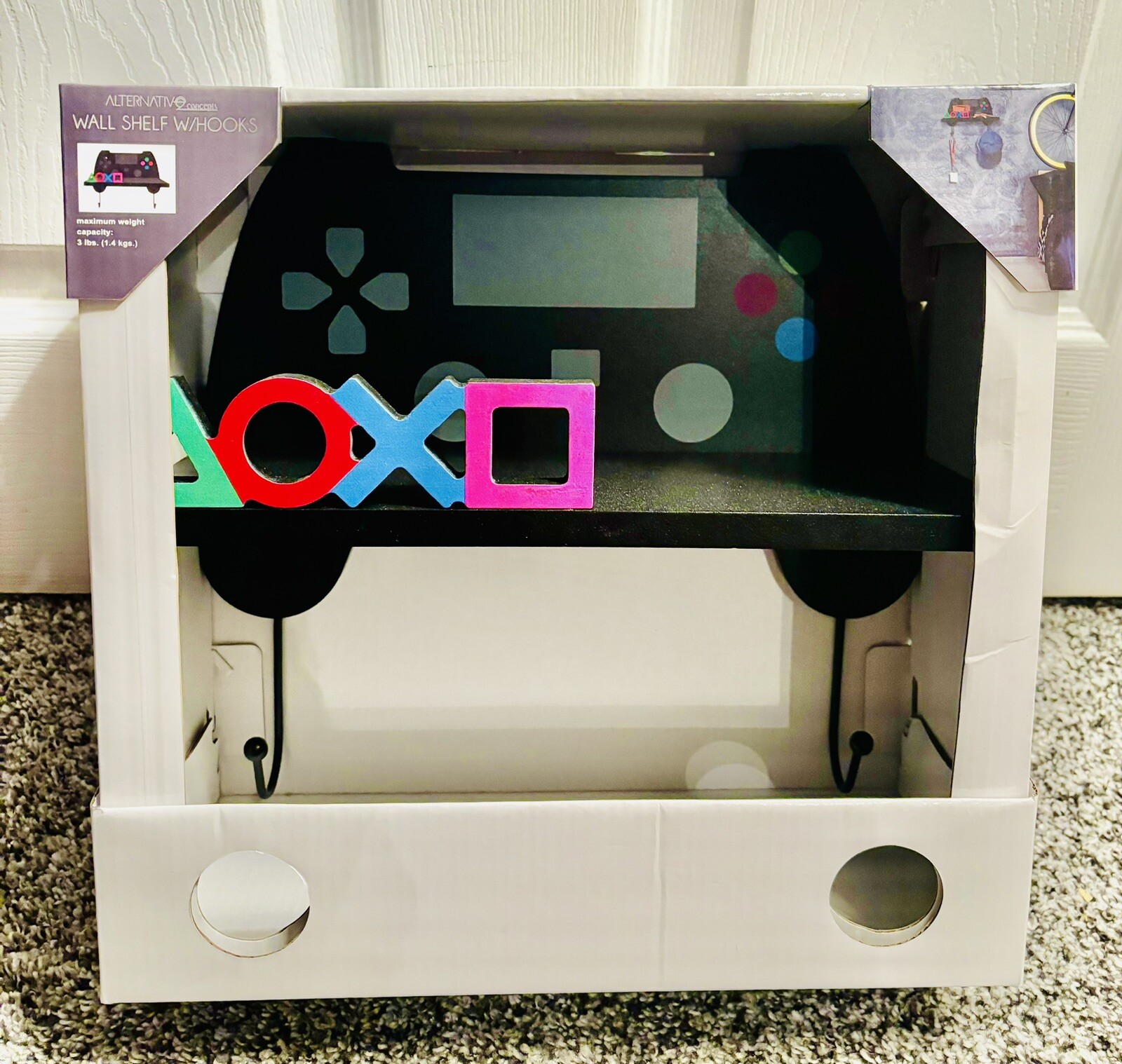 PlayStation Video Game Controller Wall Shelf With Hooks