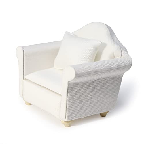 Dollhouse Couch with Pillow 1 12 Scale Miniature Sofa Arm Chair Living White