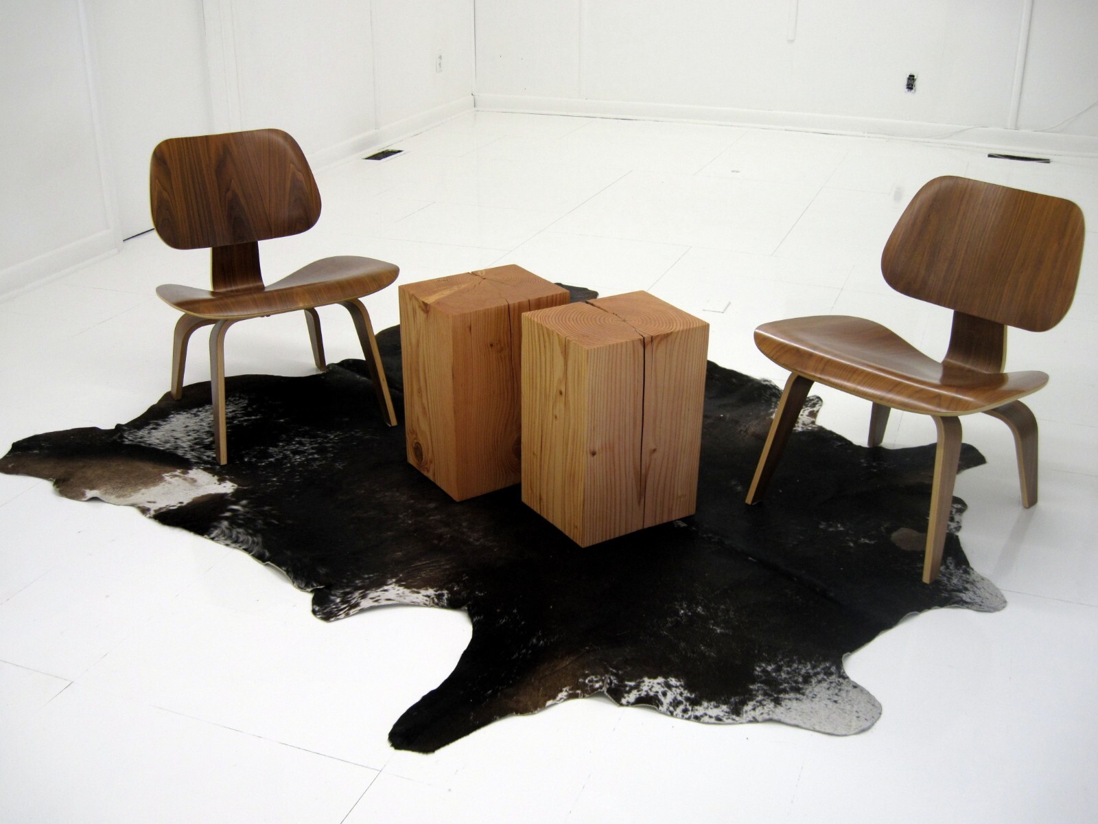 Modern wood timber block tree stump side table stool