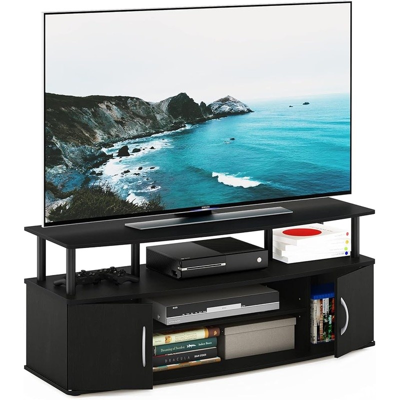 Modern Wood TV Stand W/ Storage Cabinets & Open Shelves Home Entertainment New