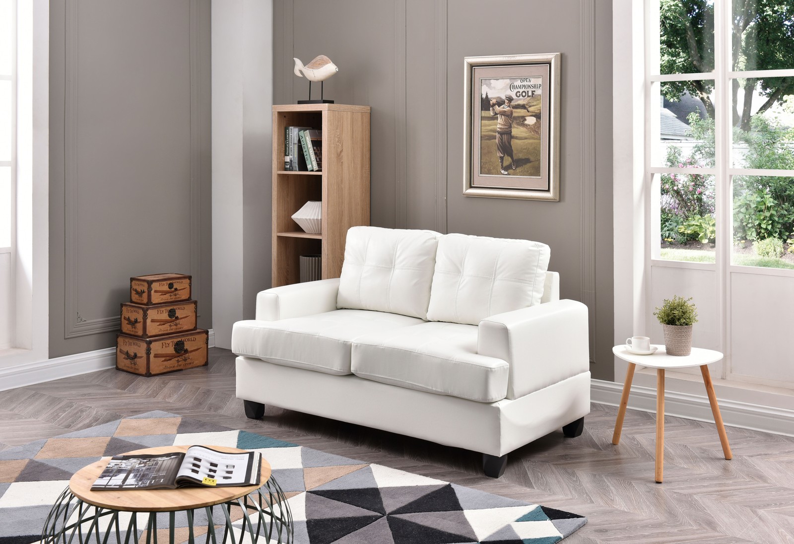 Charming Transitional Loveseat In White