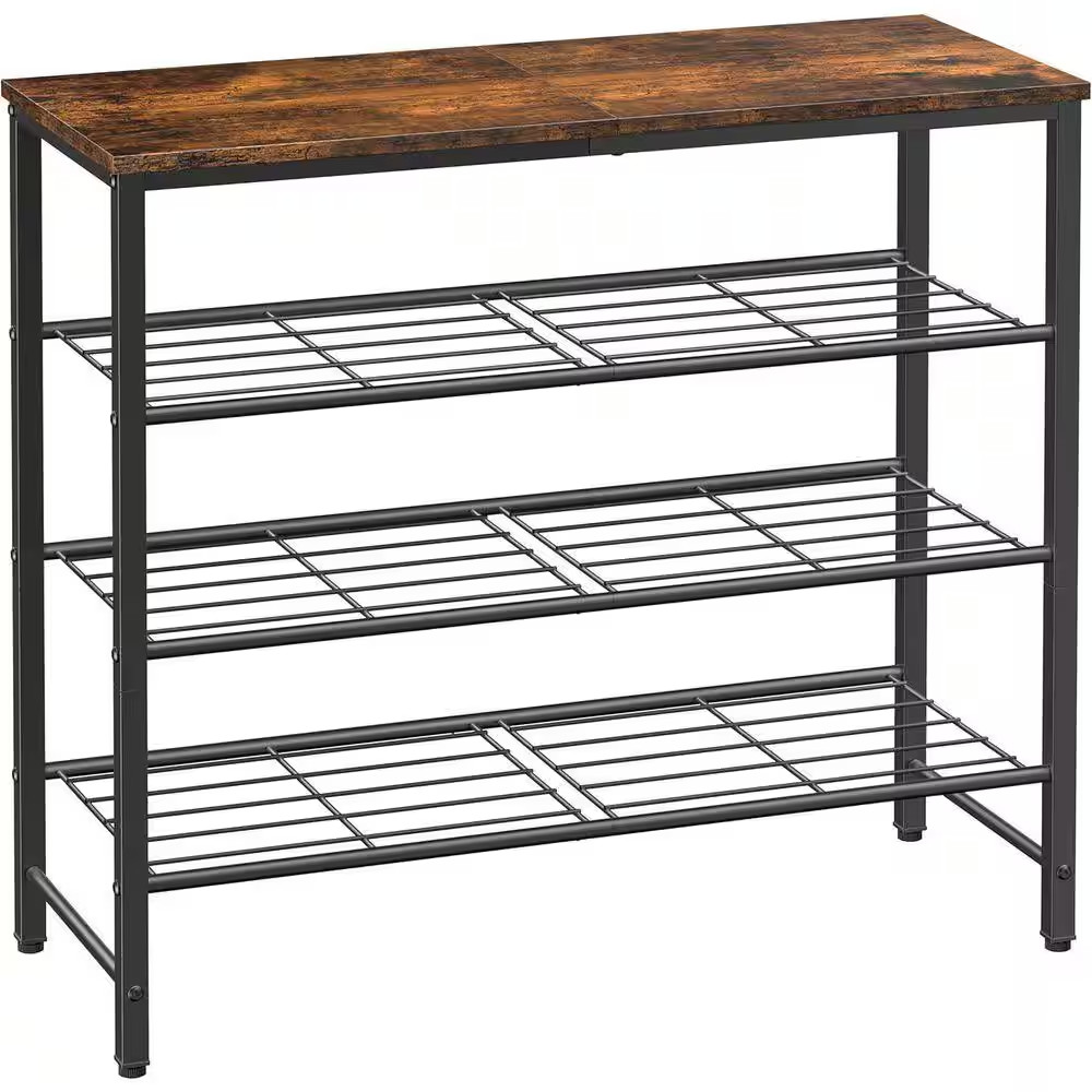 29.5 In. W X 11.4 In. D Brown Shoe Rack for Closet Decorative Wall Shelf