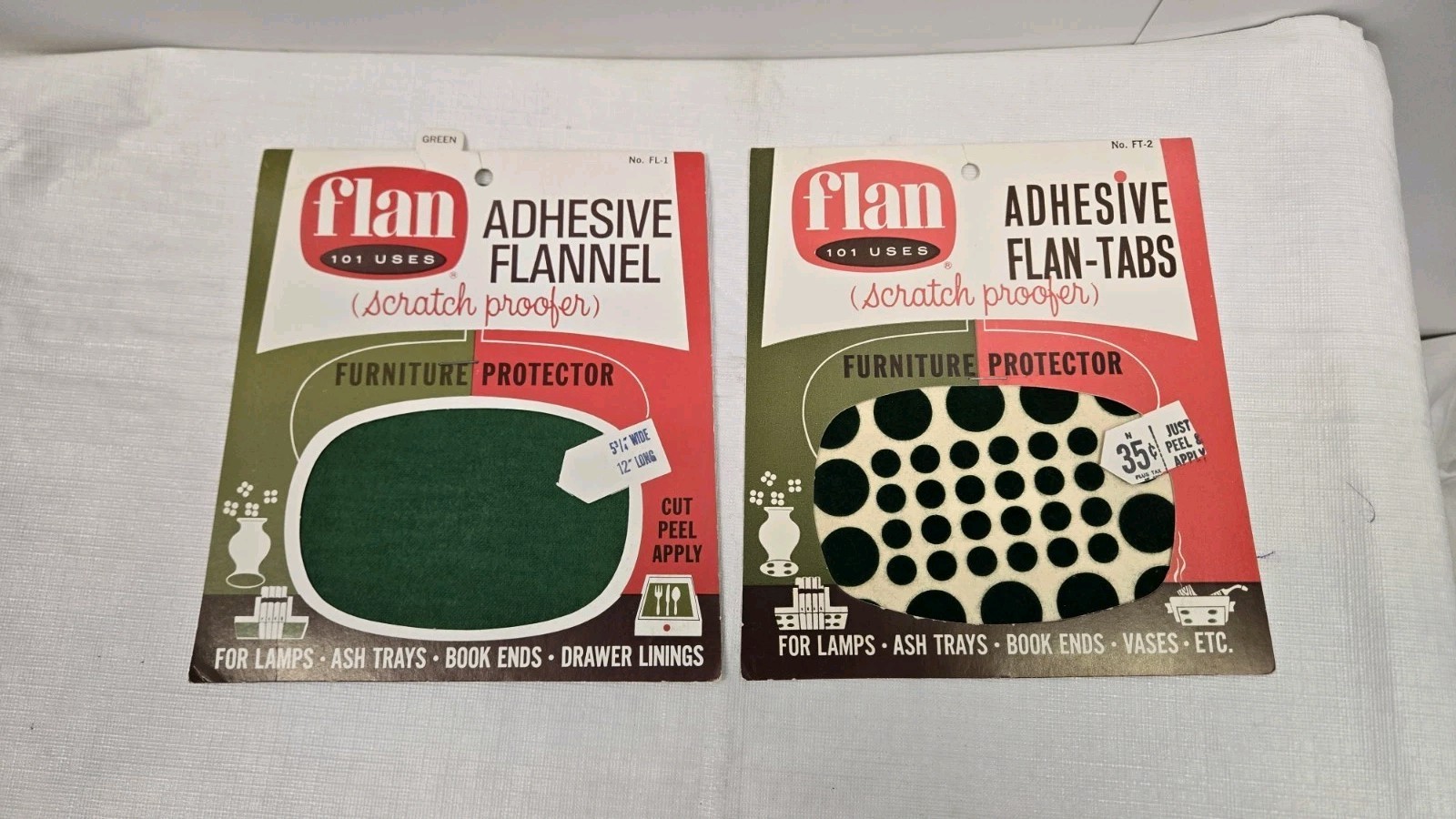 Vintage 1965 Flan Adhesive Tabs & Flannel Scratch Proofer Furniture Protector 2