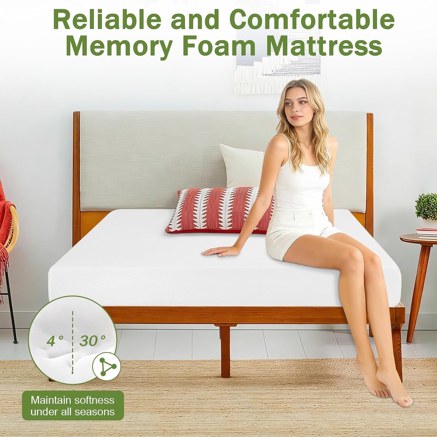 Full Mattress, 75″ x 54″ x 8″ Gel Memory Foam Mattress, Full Size 8 Inch
