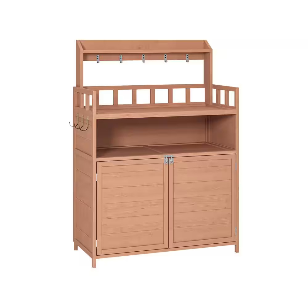 112 Gal. 55.12 In. H X 39.37 In. W X 18.90 In. D Brown Wooden Outdoor Storage Be