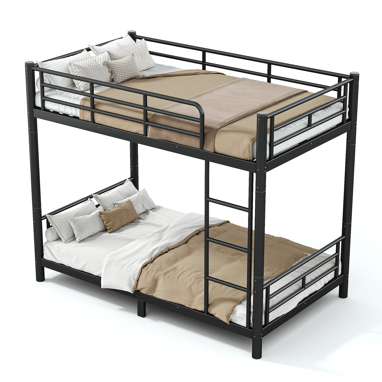 Twin XL over Twin XL Metal Bunk Bed, Space-Saving 2-in-1 Convertible Bed, Black