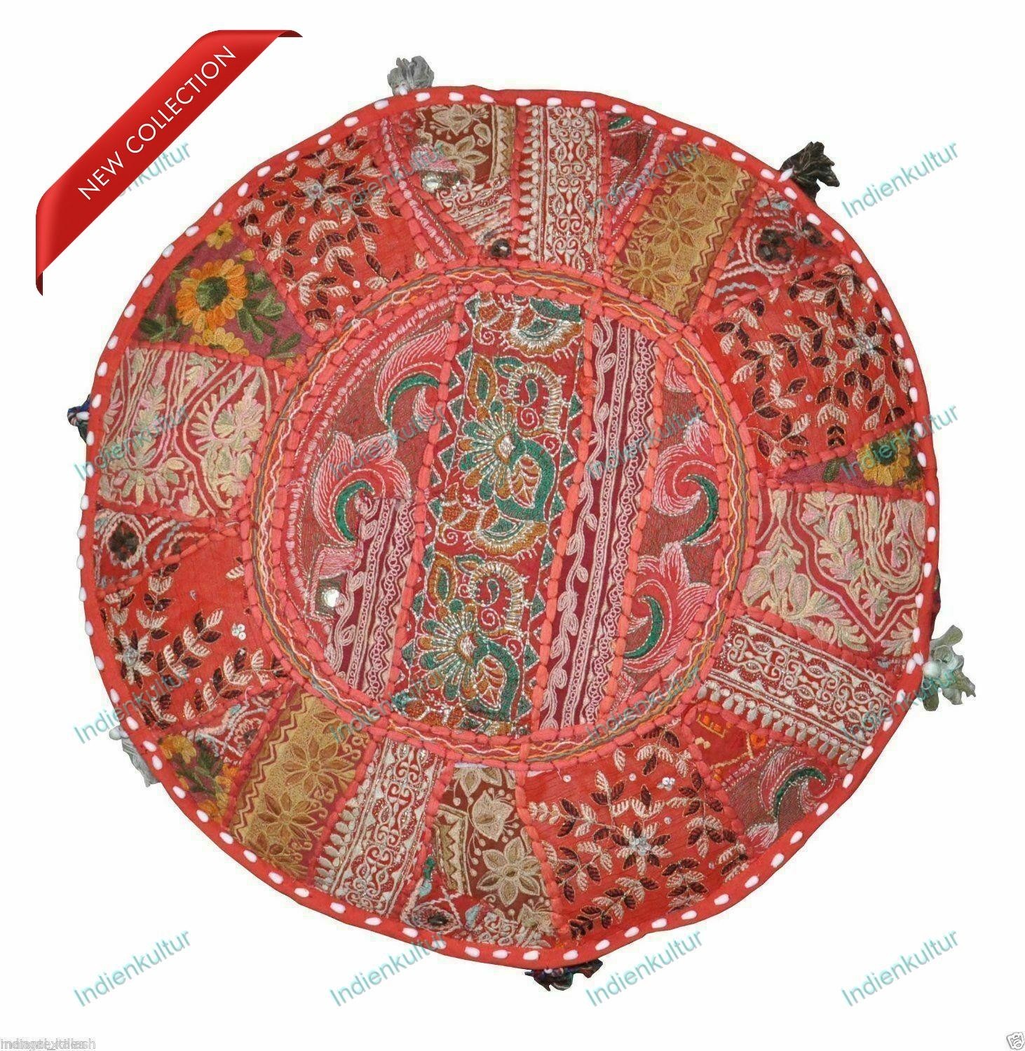 New Indian Floral Pouf Ottoman Foot Stool Cover Poof Floor Pillow