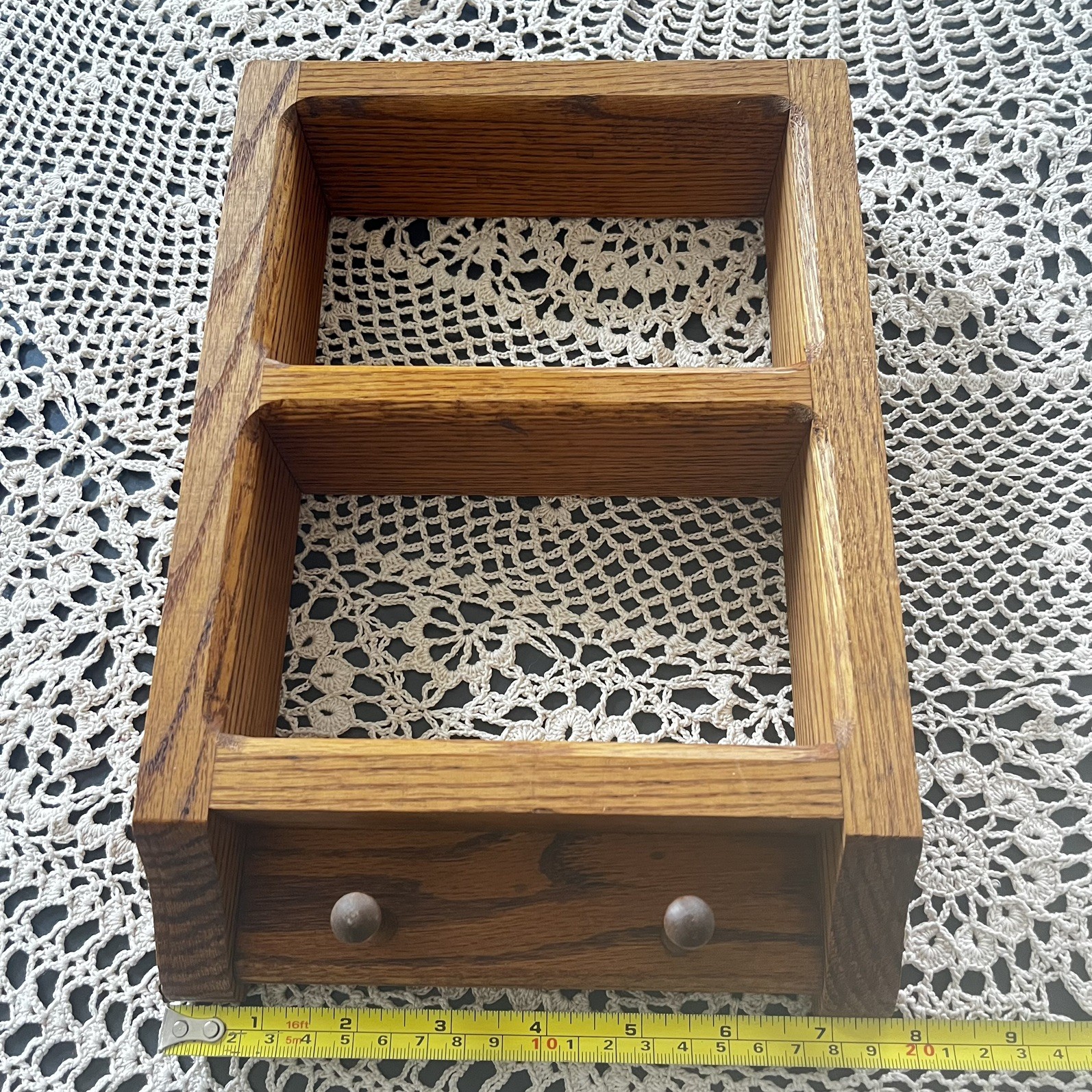 Vintage Wooden Wall 3 Shelf Spice Peg Rack Small 11×8” Country Cottage Farmhouse