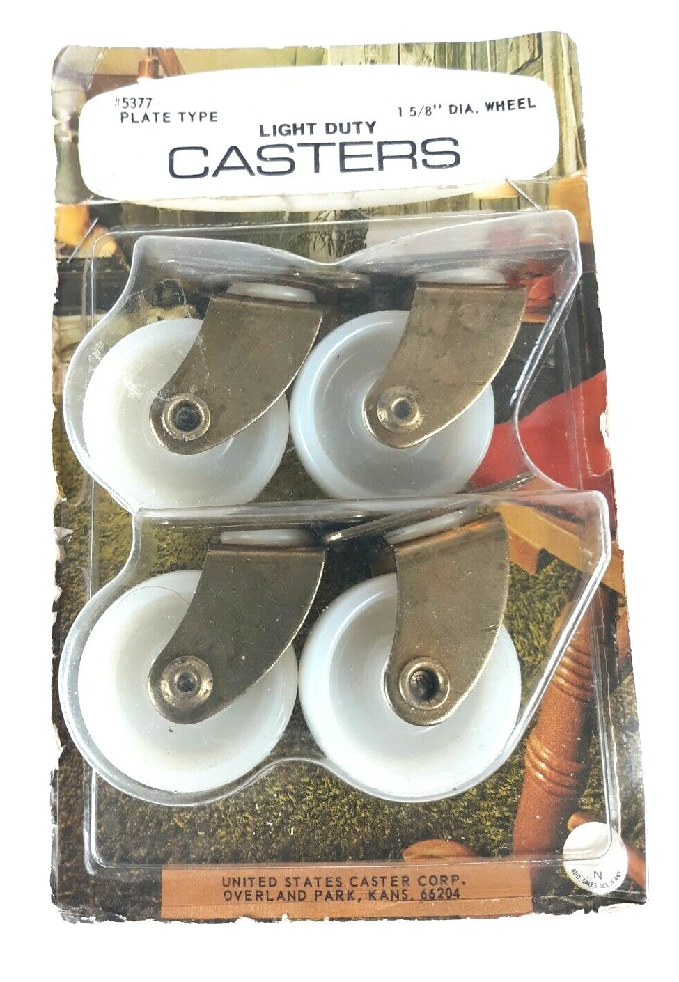 Vintage 4 Light Duty Casters Plate Type 1 5/8″ United States Caster Corp. NEW