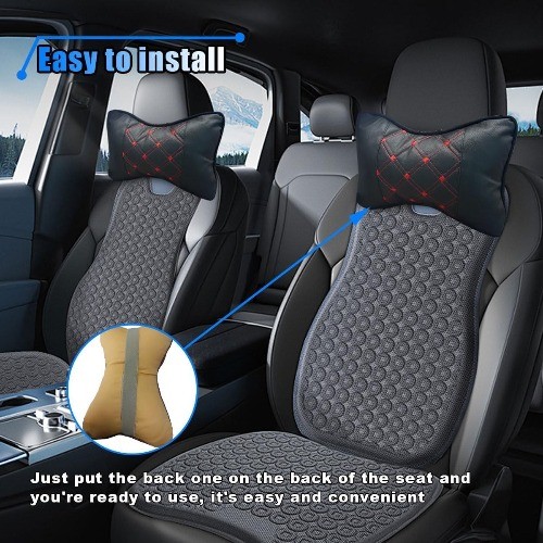 1PCS Car Neck Pillow, Breathable Car Head Neck Rest Cushion, Color: Black/Red