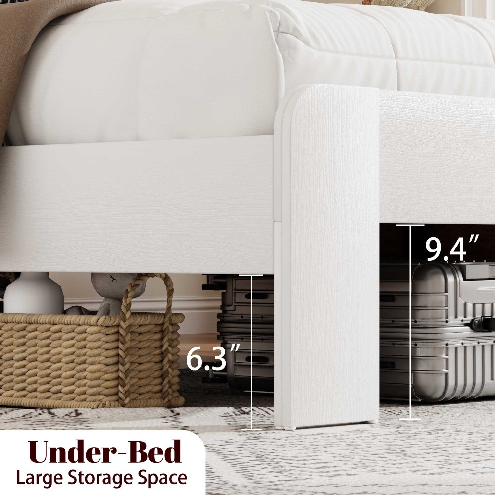 King size bed, metal bed frame with charging station, no need for box spring