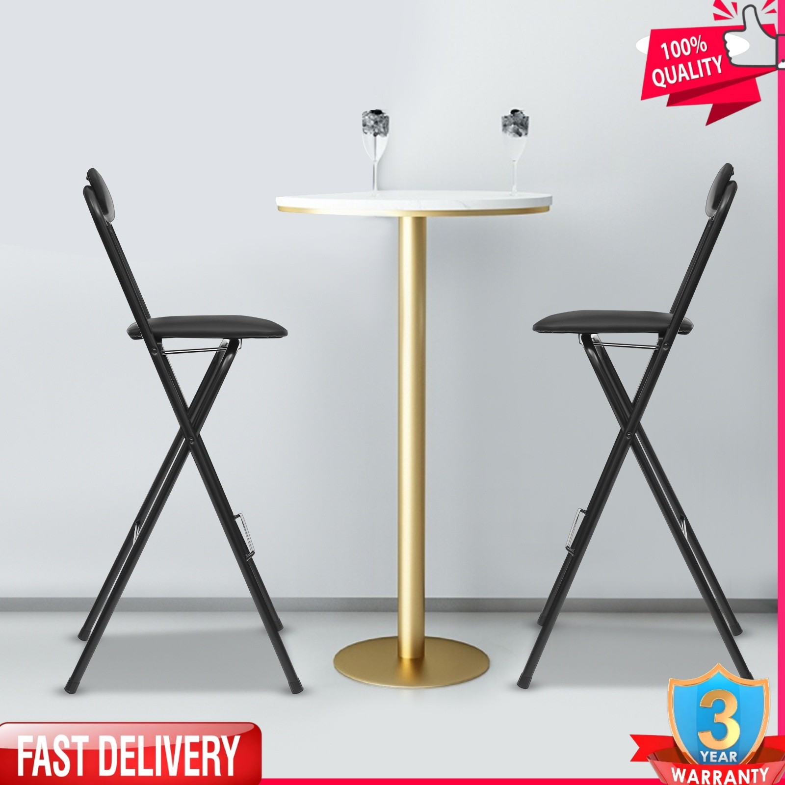 Portable Folding Stool Cafe Bar Chair Kitchen Dining Room Tall Foldable Chair