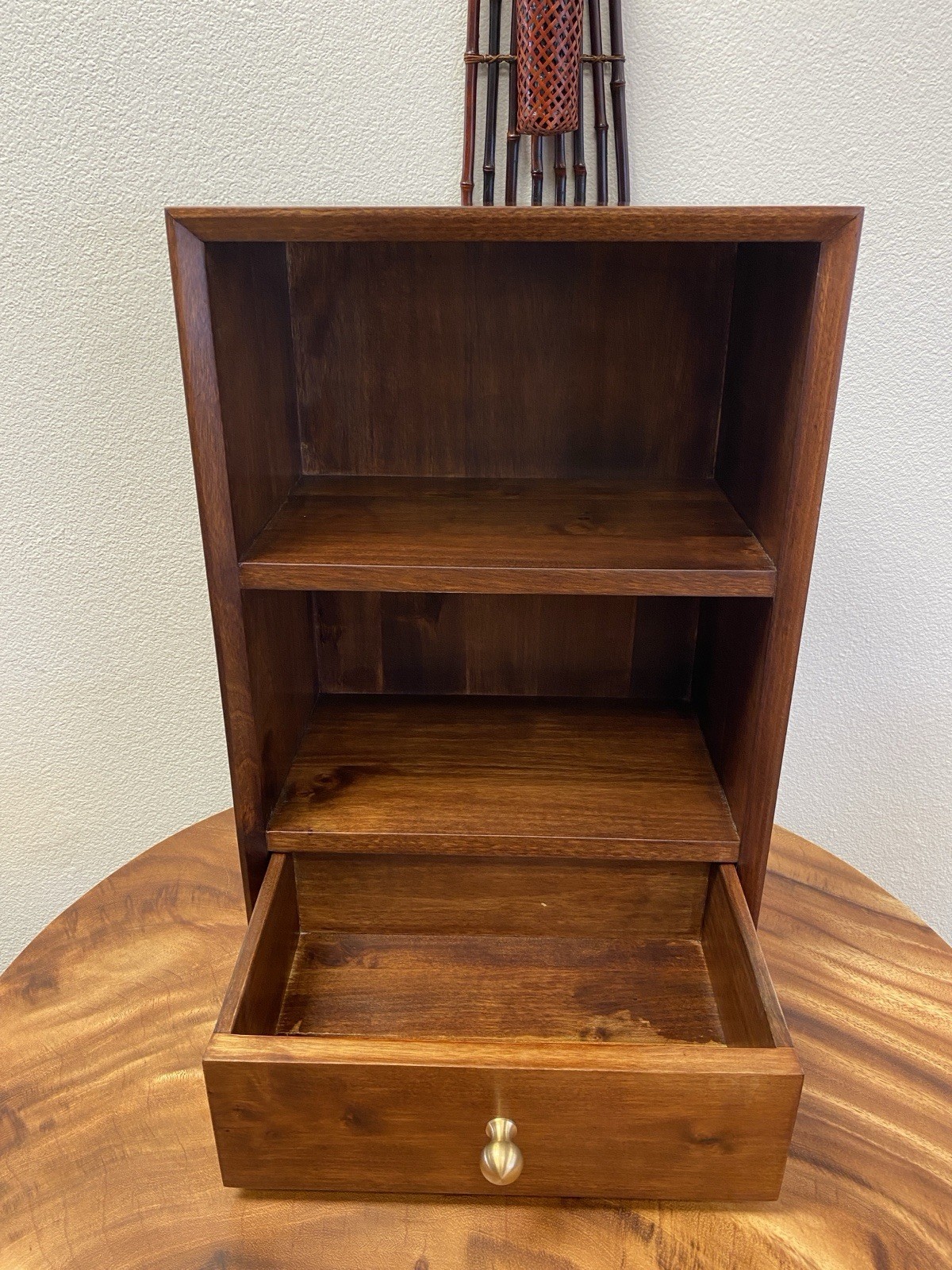 Solid Wood Minimalist Side Cabinet with Drawer- Wabi-Sabi Style