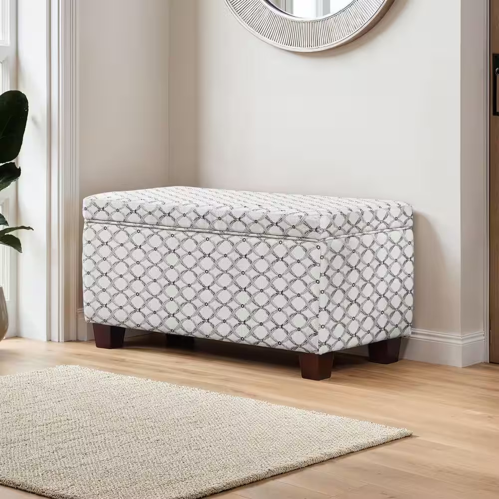 Designs4Comfort Madison off White Fabric Deluxe Storage Ottoman Bench