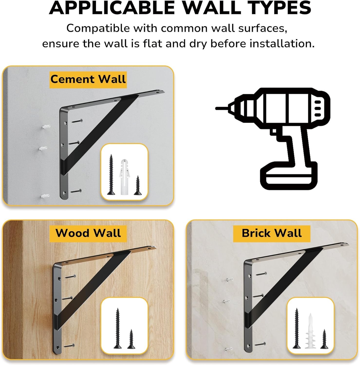 10 Pack 12 Inch Shelf Bracket Heavy Duty L Wall Brackets for Floating Shelves