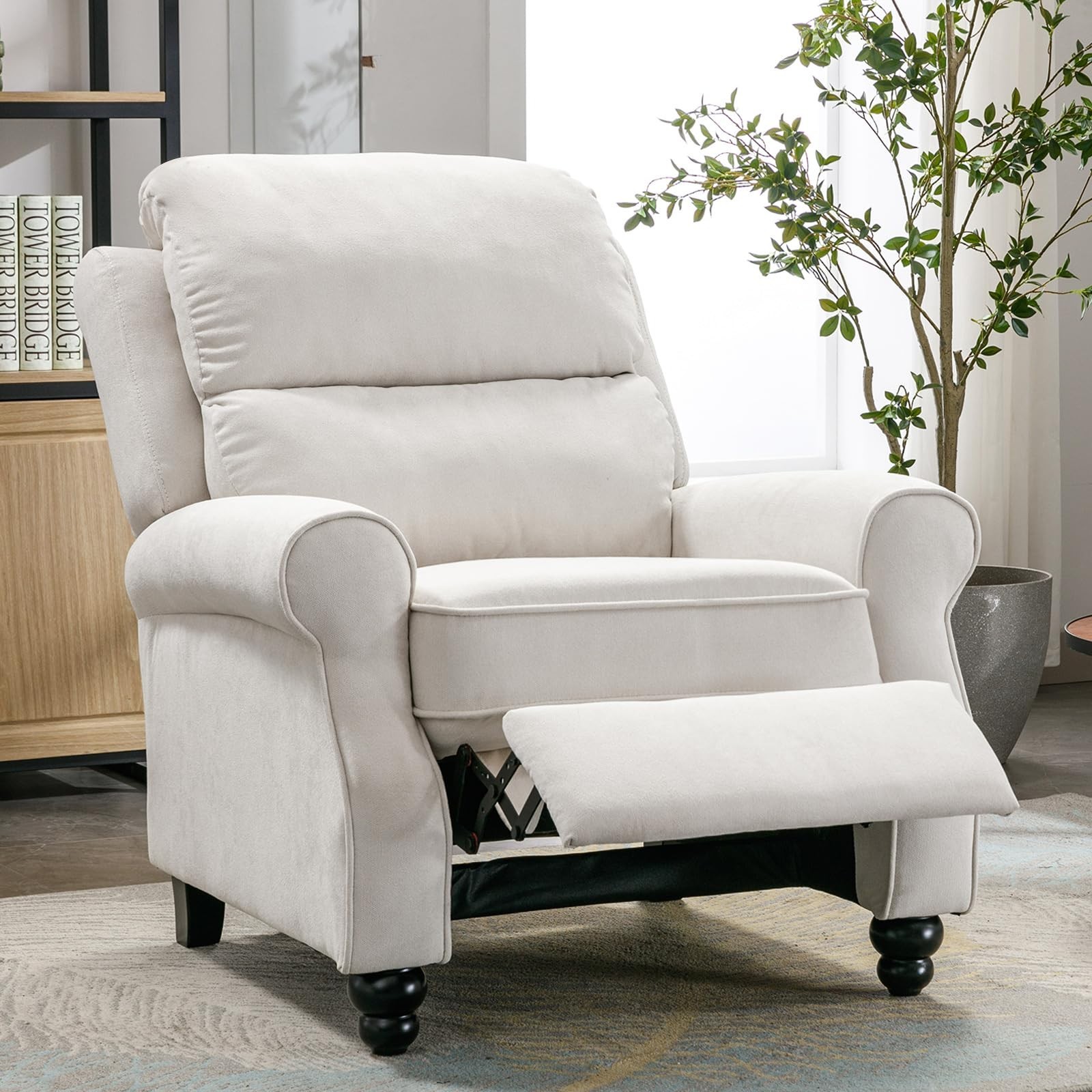 EBELLO Pushback Recliner Chair, Single Sofa Chair w/ Padded Seat Solid Wood Legs