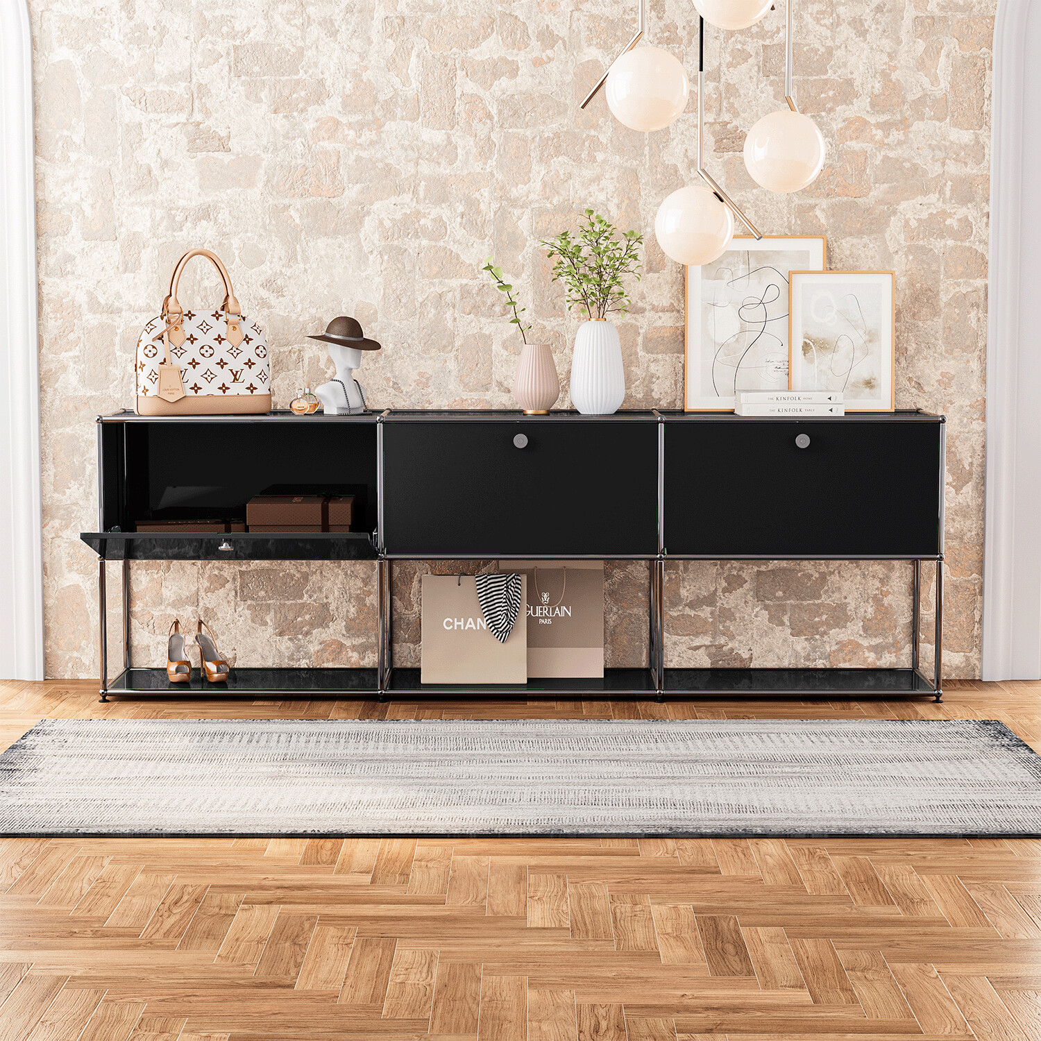 USM Haller Style Modern Storage Cabinet Free-Standing Shelf Modular Type G 6Cell